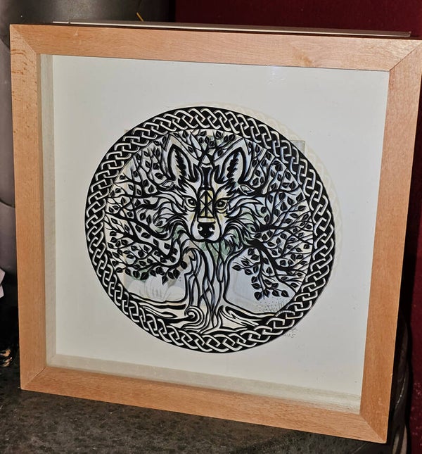 Original Scherenschnitt "Lebensbaum Wolf"
