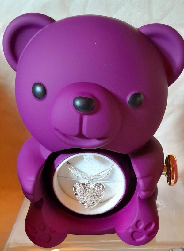 Boîte à bijoux ourson éternel violet