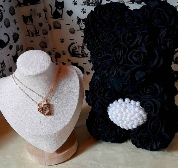 Collier double avec Ours florale noir