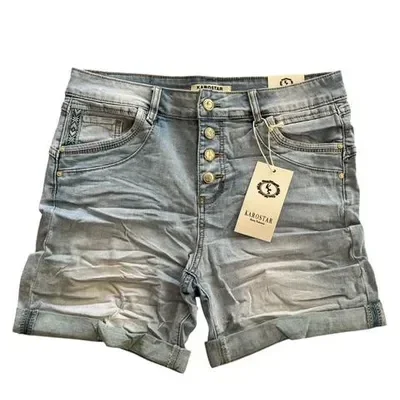 Korte broek stretch lichtblauw