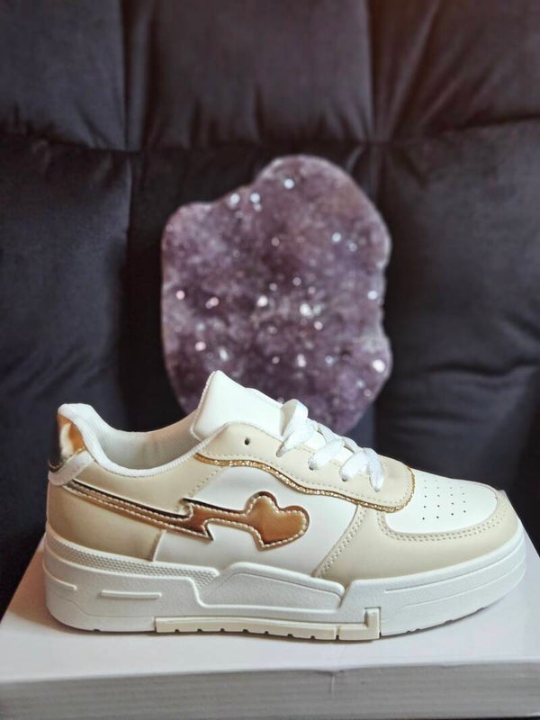 Beige gouden sneakers