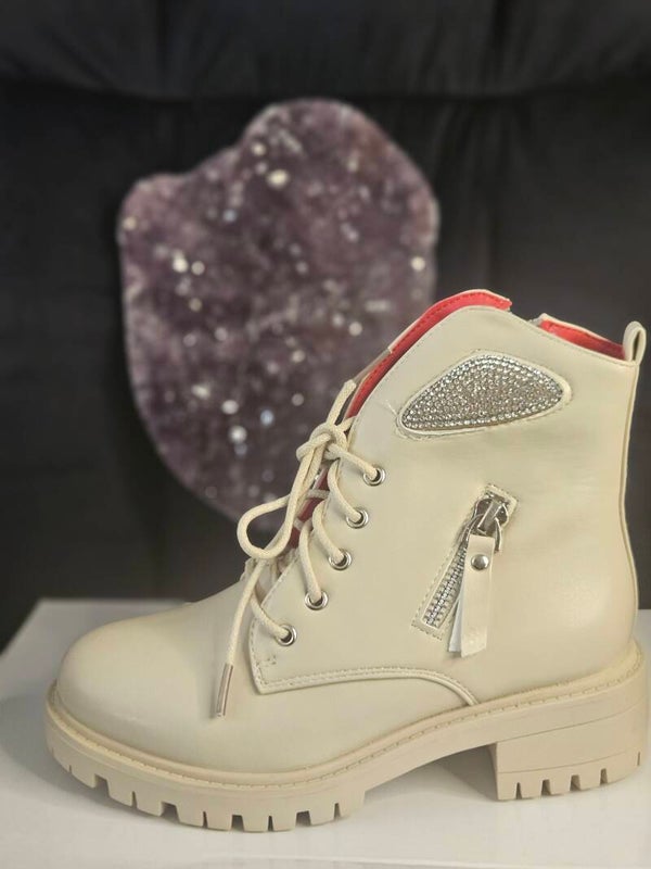 kinderlaarsje met bling beige