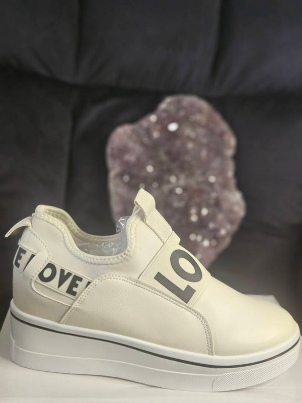 Sleehak sneakers love beige