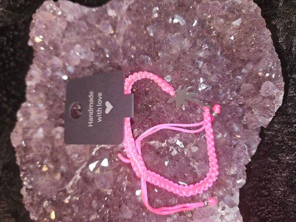 verstelbaar armbandje fluor roze palmboom