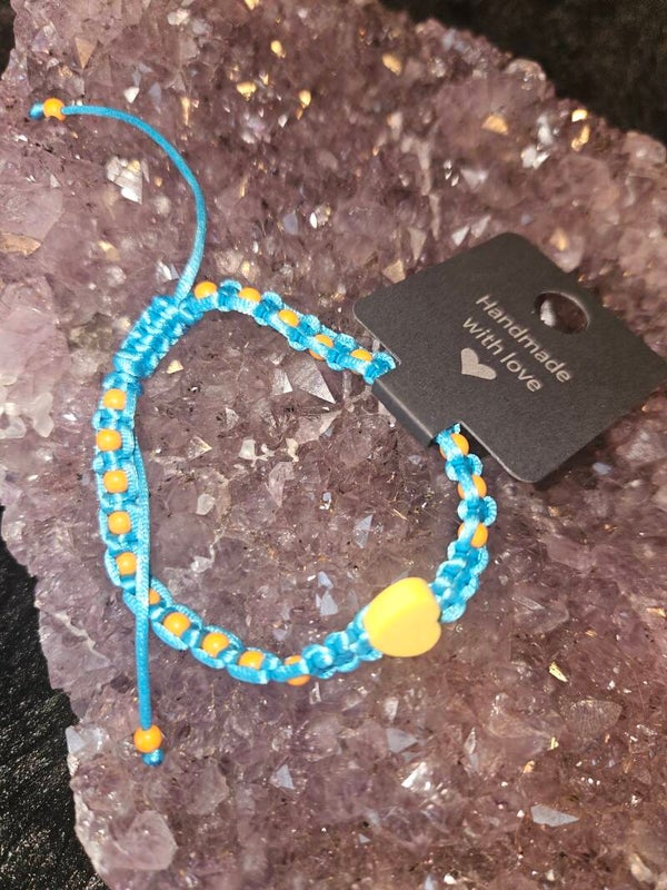verstelbaar armbandje blauw oranje hartje