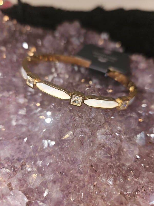 gouden bangle armband wit/strass