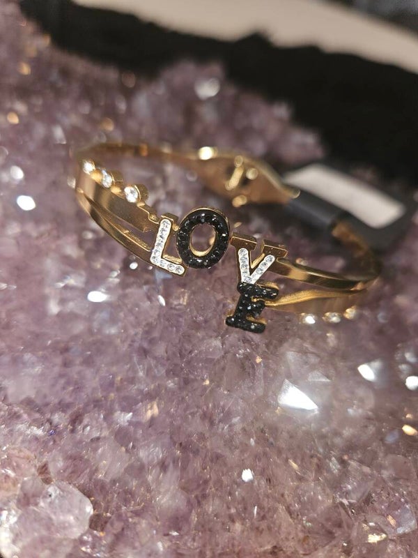 gouden bangle love strass