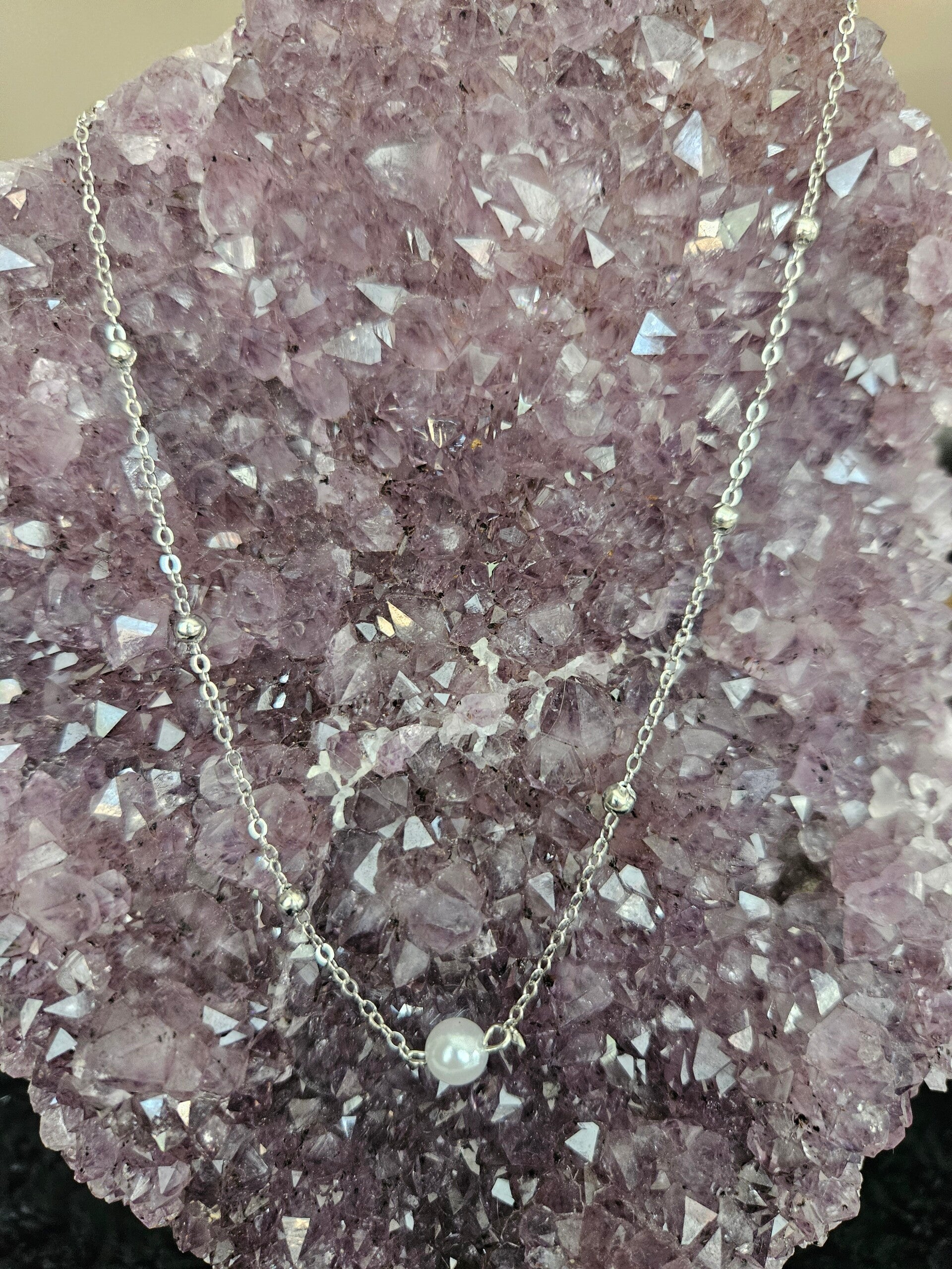 zilveren ketting met parel