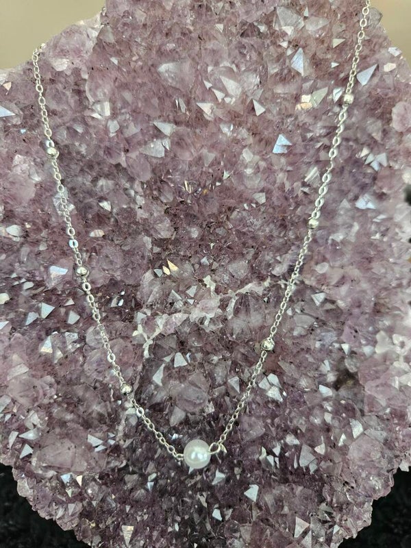 zilveren ketting met parel