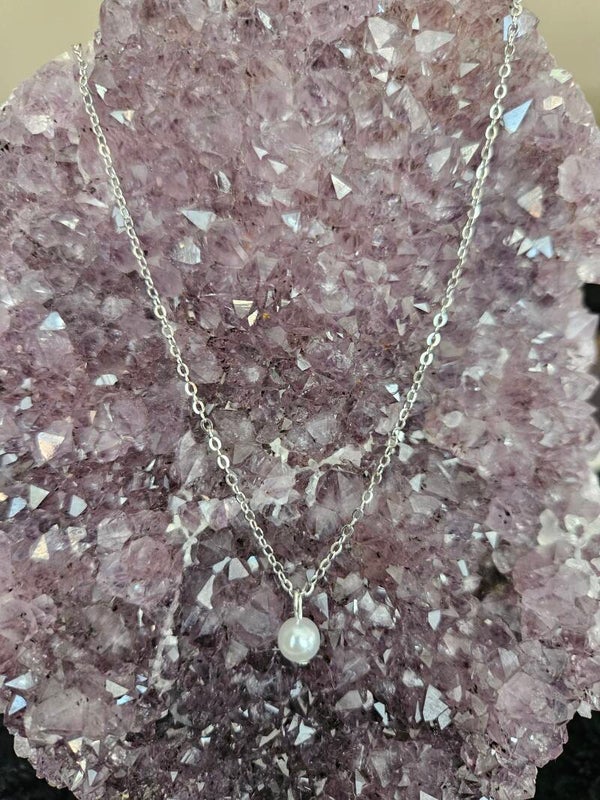 zilveren ketting kleine parel