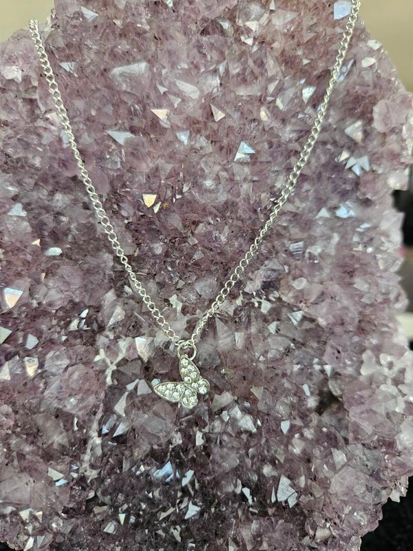 zilveren ketting vlinder met strass