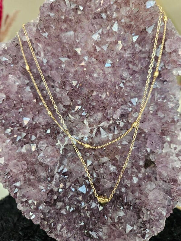 gouden ketting dubbele met hart