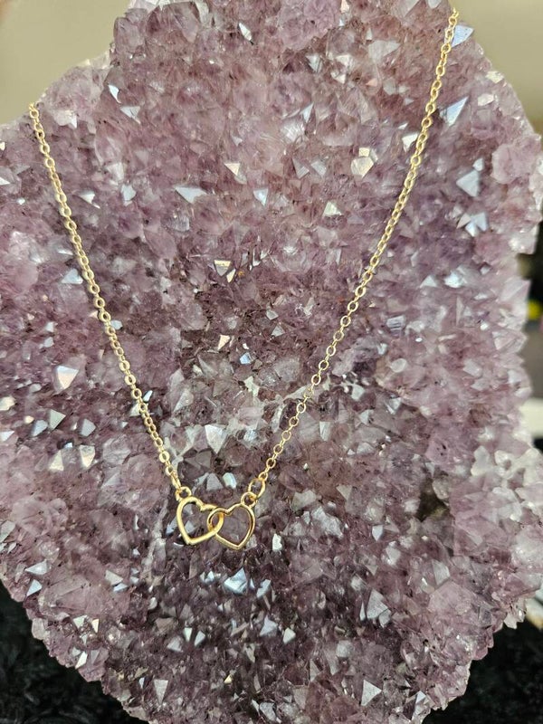 gouden ketting dubbele hartjes