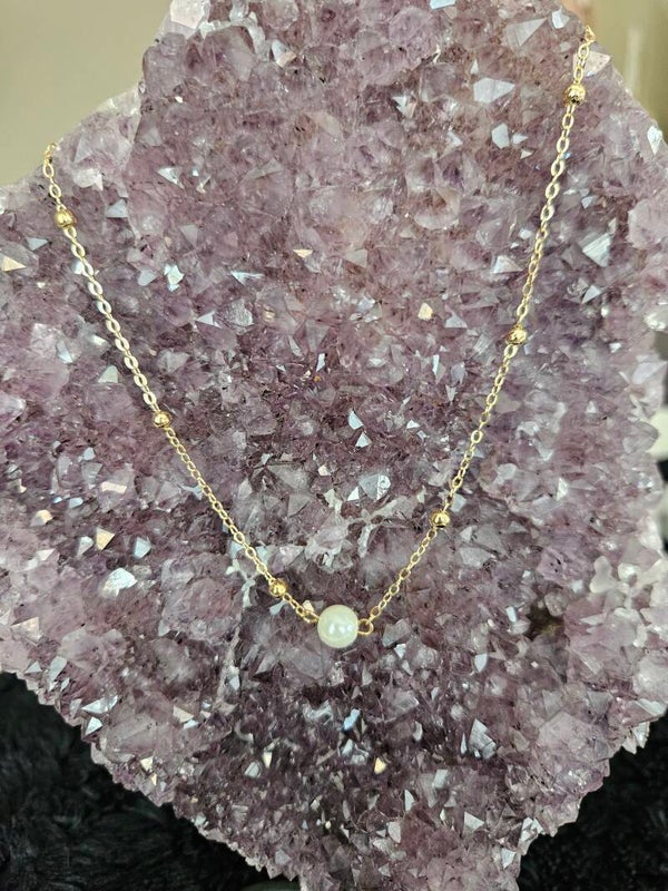 gouden ketting parel/bolletjes