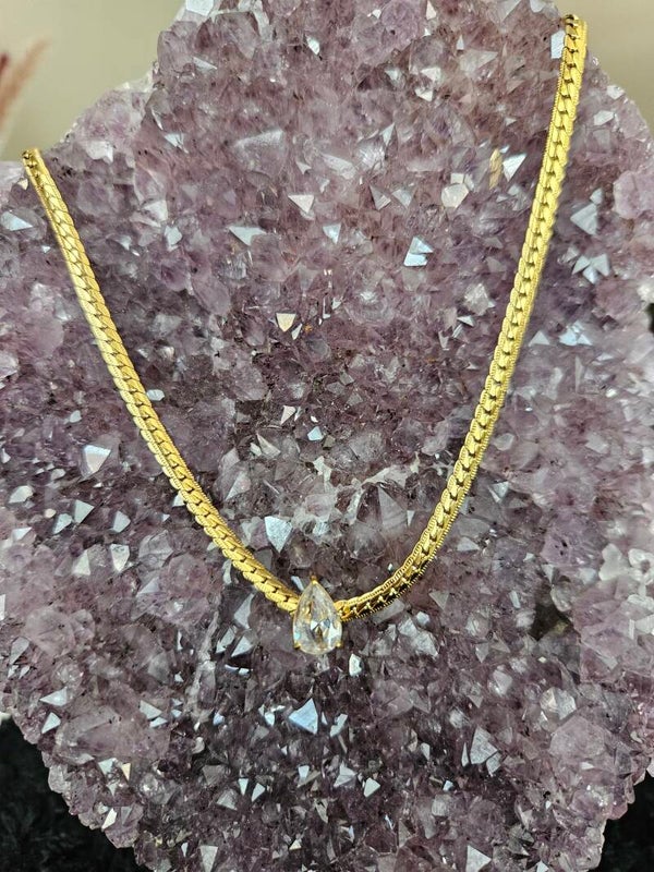 gouden ketting met druppel strass