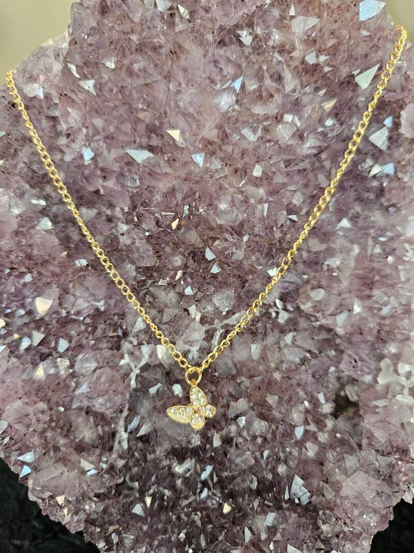 gouden ketting strass vlinder