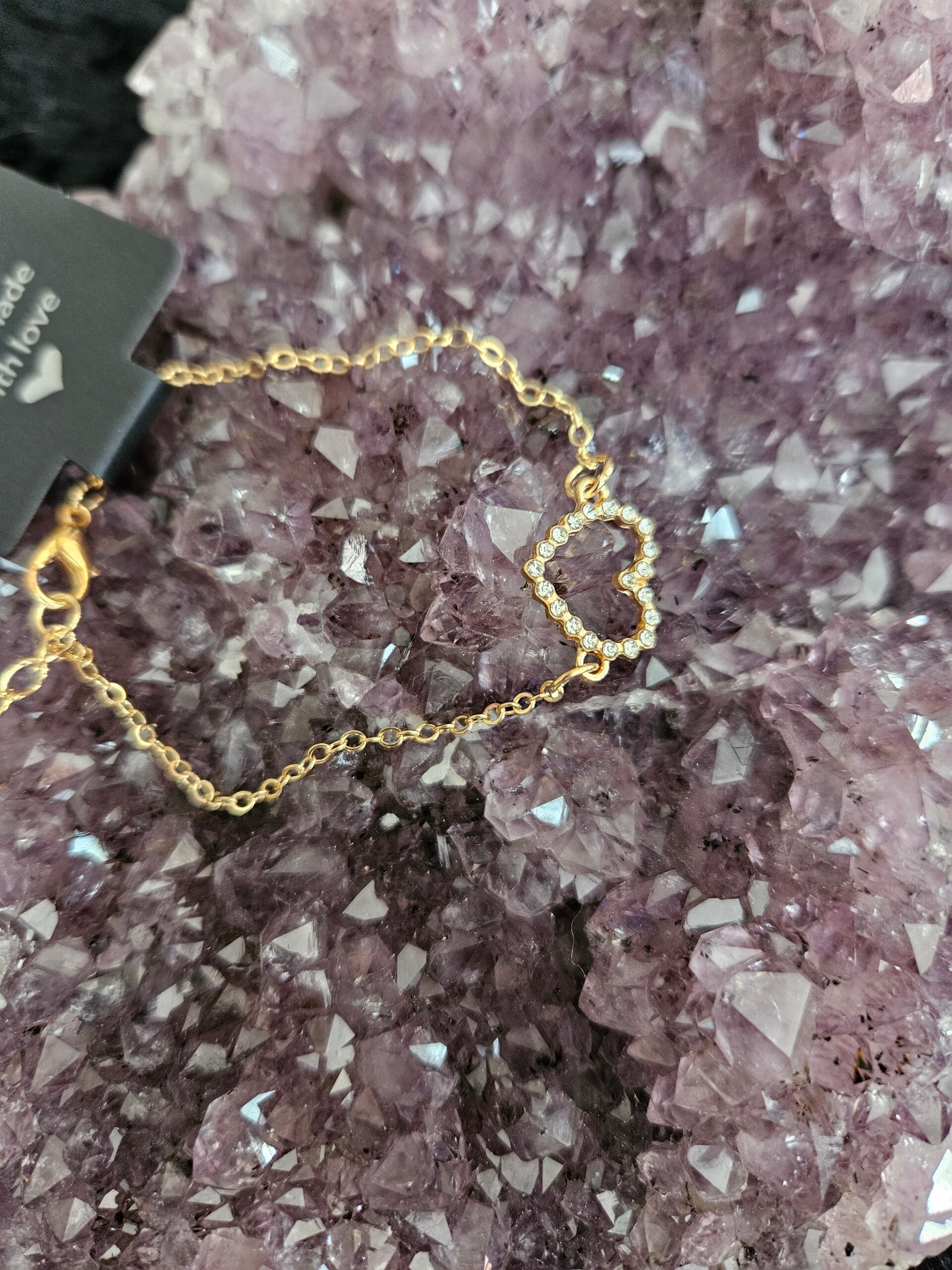 gouden armband strass hart