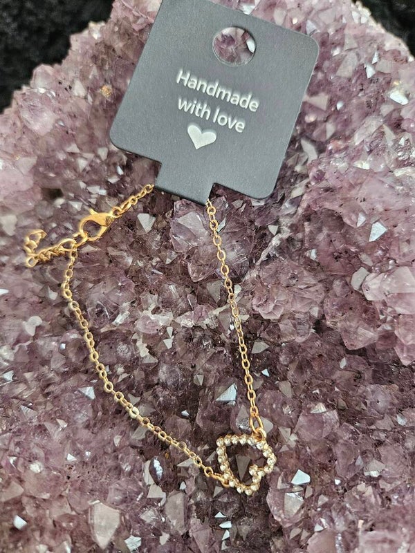 gouden armband hart strass