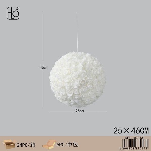 Decoratieve bloemenbol – Wit – 25 cm met ophanglint JHKHQ