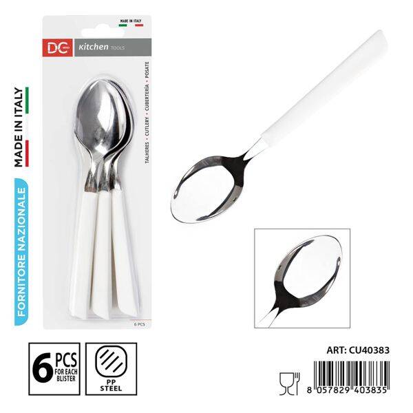 DC CASA Tafellepel met wit kunststof handvat – 6 stuks