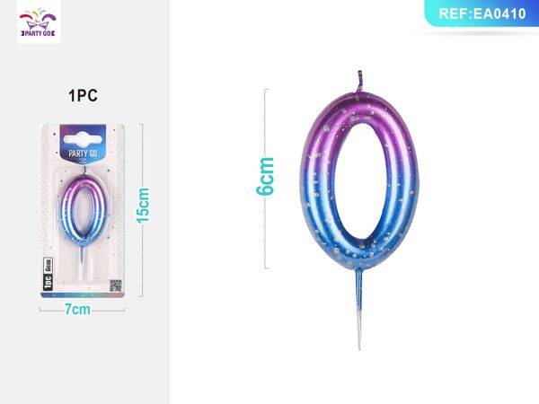 Party GO Cijferkaars – Nummer  – Donkere galactische kleurverloop – 6 cm JHPLZ