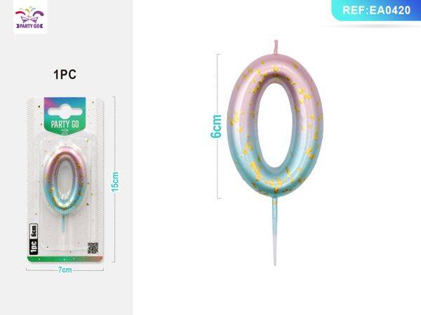 Cijferkaars – Nummer – Pastelkleurige glitterafwerking – 6 cm JHPLZ