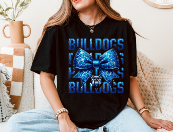 youth Bulldog with a bow