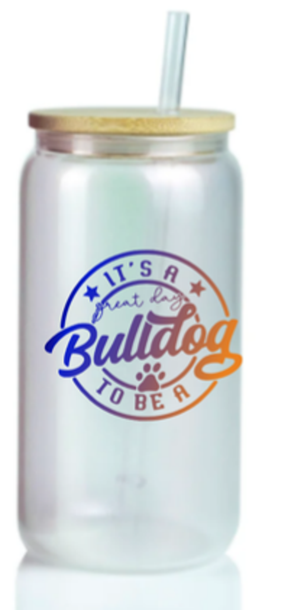 Its a great day to be bulldog 16oz shimmery glass