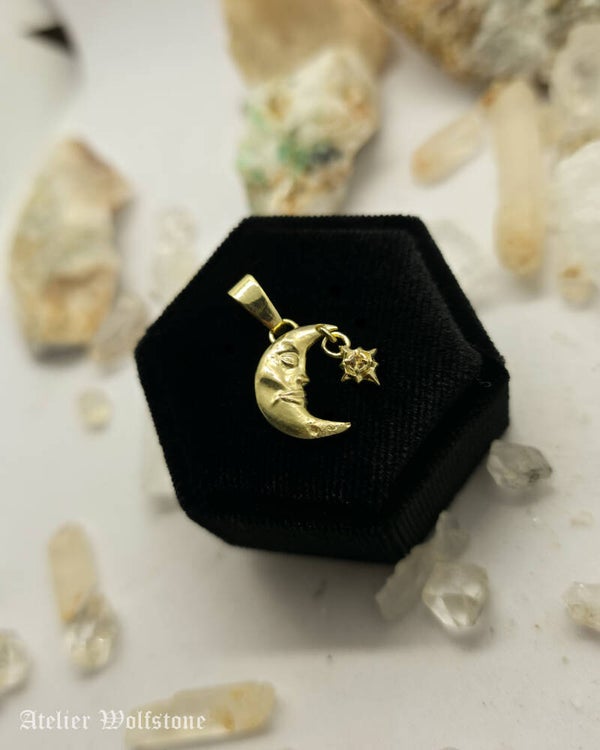 Veritas Lunare | 14K Gold | Made to Order Pendant | Personisable Gemstone | The Heirloom Vault
