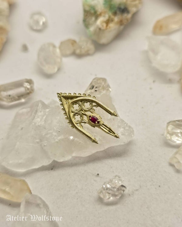 Cathedrale Cruor | 14K Gold | One of a Kind Pendant | Ruby | The Heirloom Vault