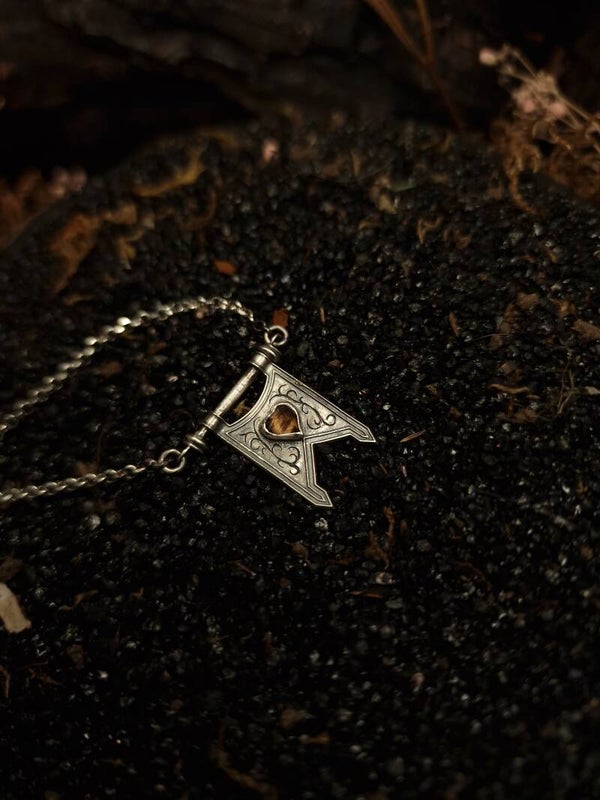 The Black Heart Knight Banner Necklace | Smokey Quartz | nox ex libris