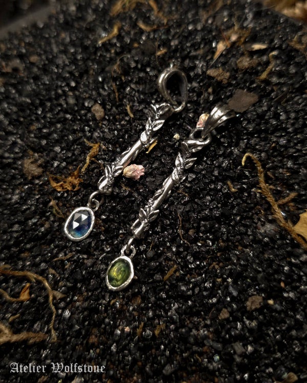 The Evergreen Bone | One of a Kind Pendant | Blue/Green Sapphire | Curiosity Cabinet