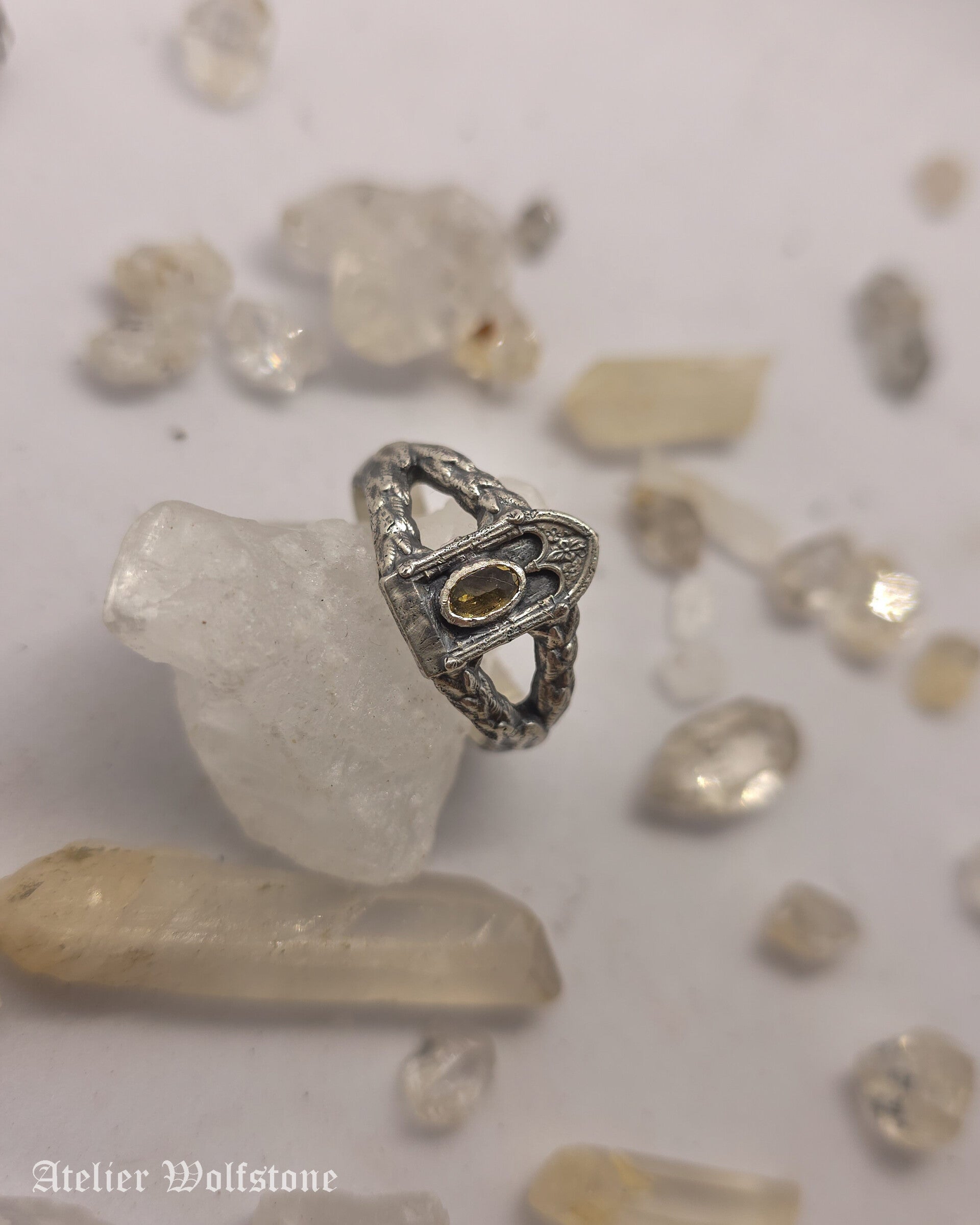 The Gravestone Ring | Size 20 | One of a Kind | yellow tourmaline | Curiosity Cabinet
