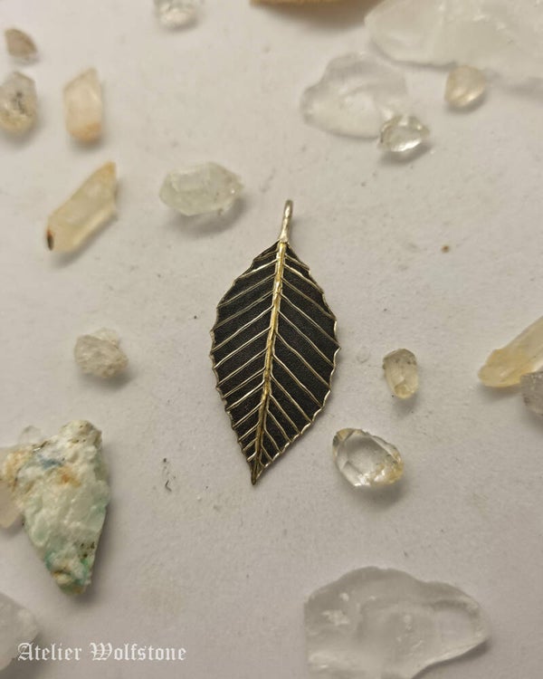 Beech silver pendant | One of a kind | 24k Gold inlay | Heirloom Vault