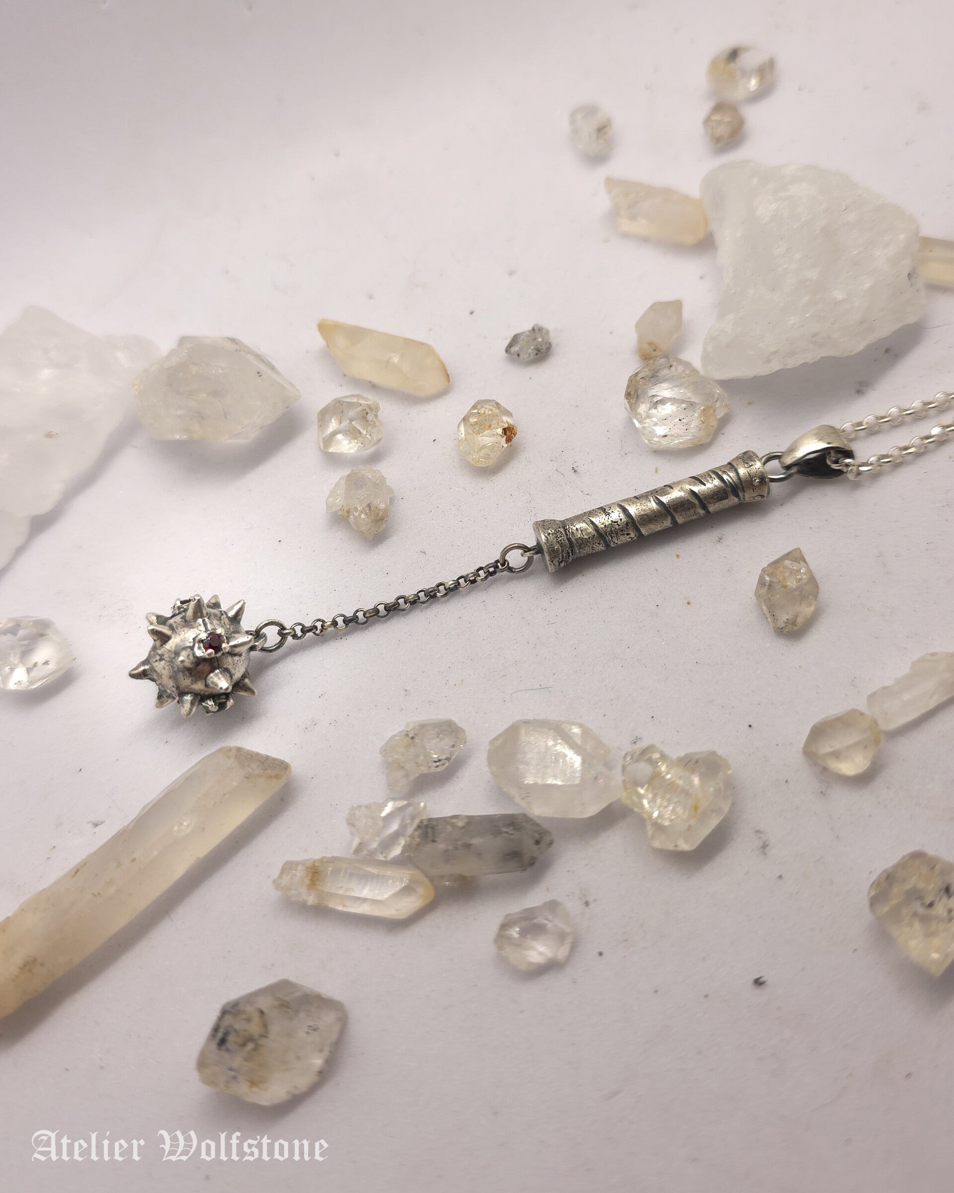 The Bloody Flail Pendant | One of a Kind | Garnet | Nox Ex Libris