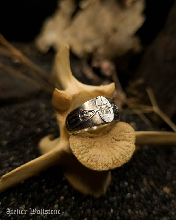 The Regal Knight Signet Ring | size 17 | One of a Kind | White Topaz |  Nox ex Libris | 9-2 release