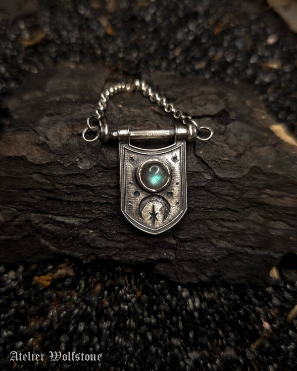 The Lunar Guild Banner | One of a Kind Necklace | Labradorite | Nox ex Libris