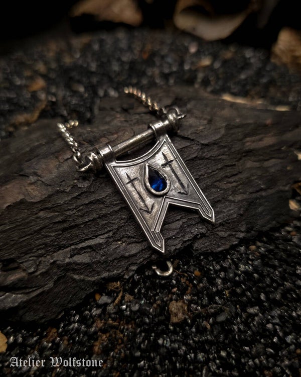 The Midnight Guild Banner | One of a Kind Necklace | sapphire | Nox ex Libris