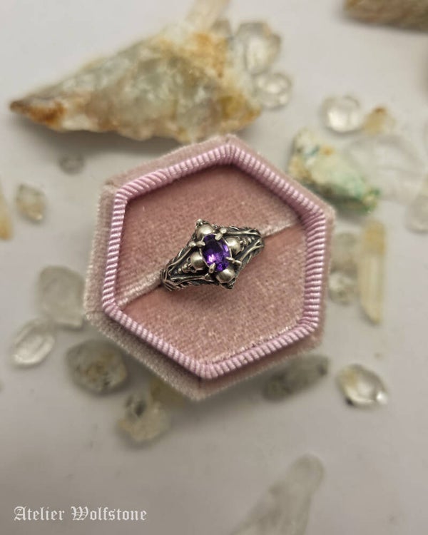Memento Mori | Ready to Send Ring | size 17 | amethyst | Curiosity Cabinet
