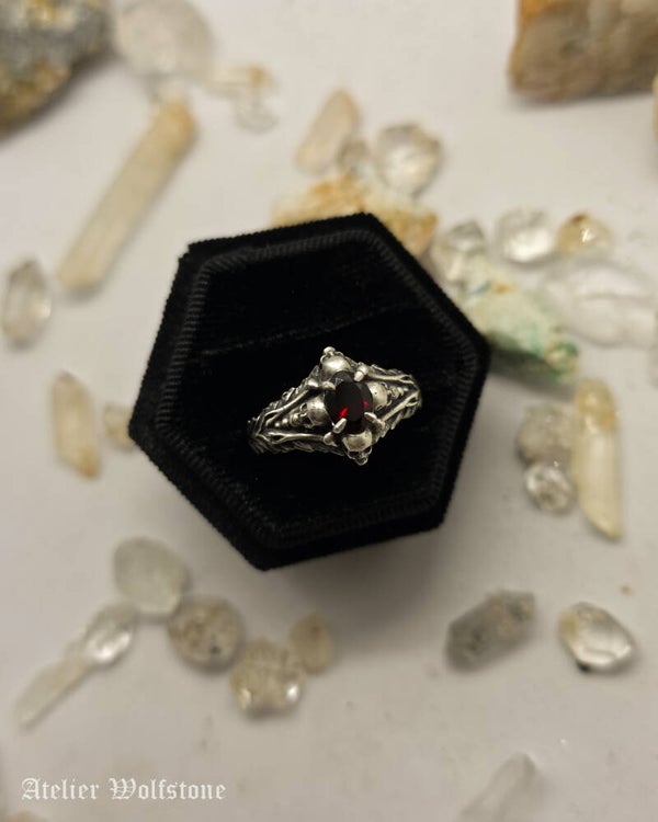 Memento Mori | Ready to Send Ring | size 19 | garnet | Curiosity Cabinet