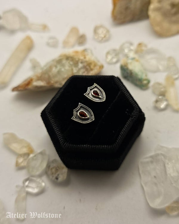 Bloody Shield | Ready to Send Ear Jewelry | garnet | Nox ex Libris