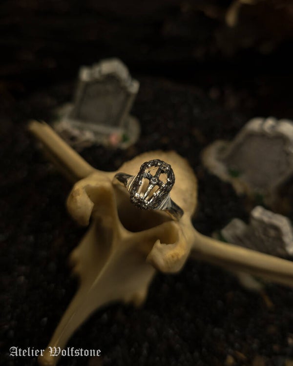 The Sword Shadowbox Ring | Size 17 | One of a Kind | Quartz | Curiosity Cabinet