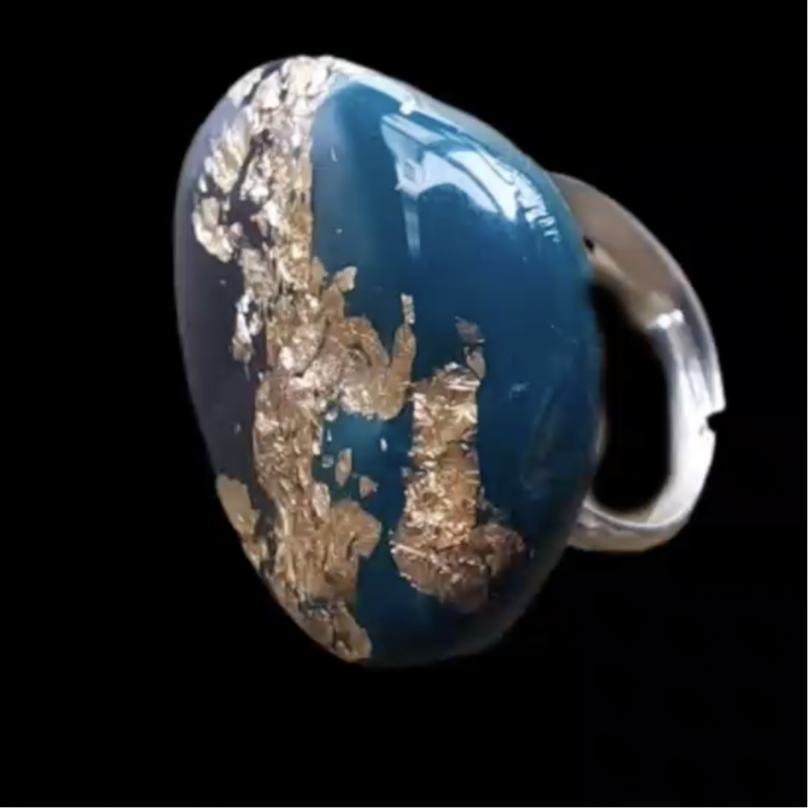Ring blauw met goud