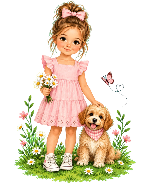 Girl and Puppy: Toddler