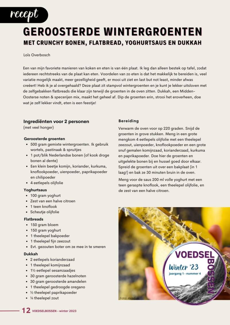 Artikel winter '23 : Recept geroosterde wintergroente