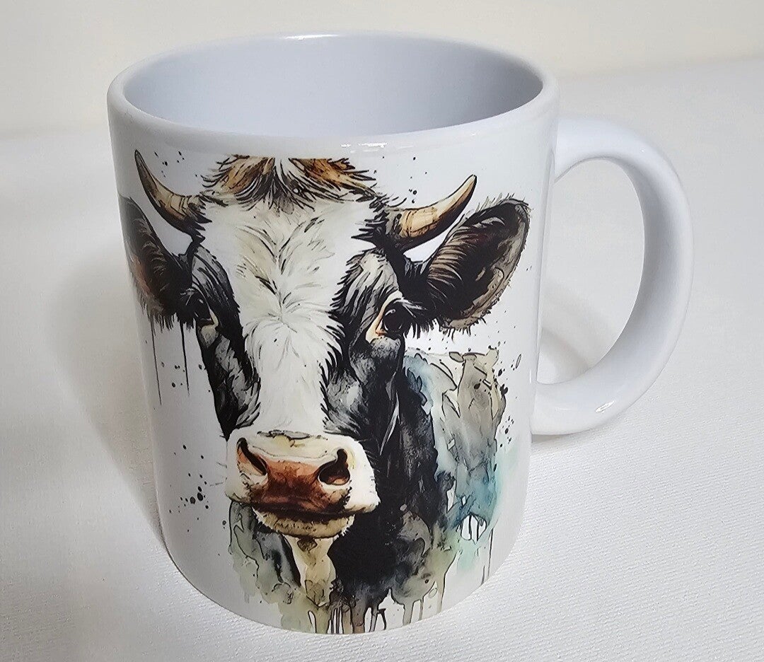 12oz ceramic cow mug