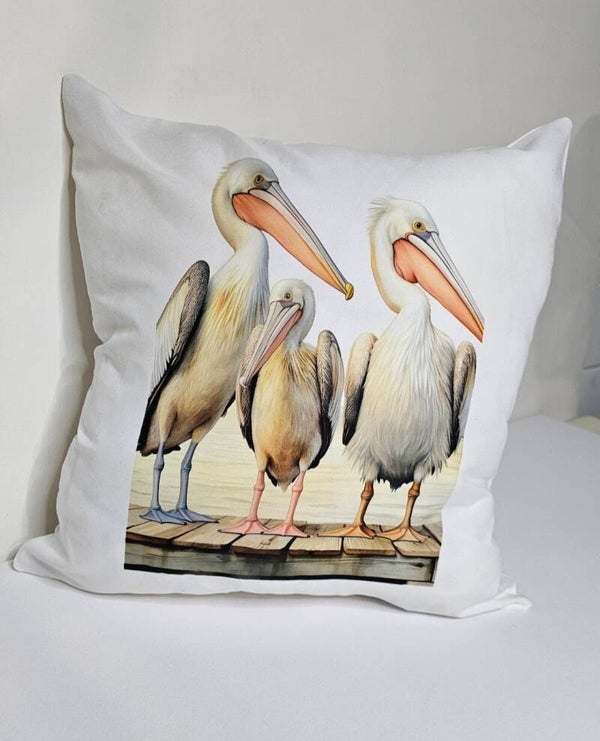 Sea bird design coastal cushion