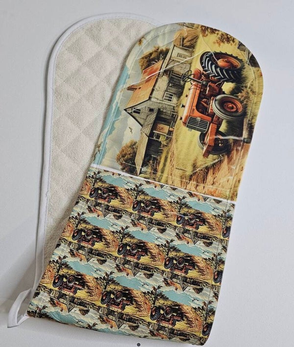 Tractor double quilted oven gloves