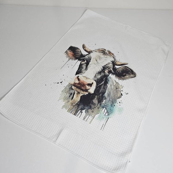 Cow waffle tea towel