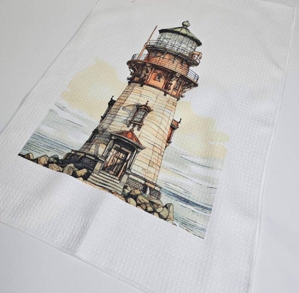 Lighthouse waffle tea towel